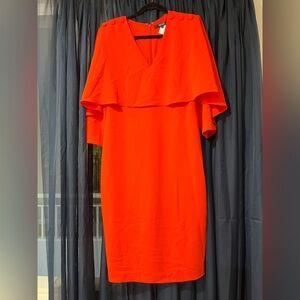 Badgley Mischka Vibrant Orange Midi Dress